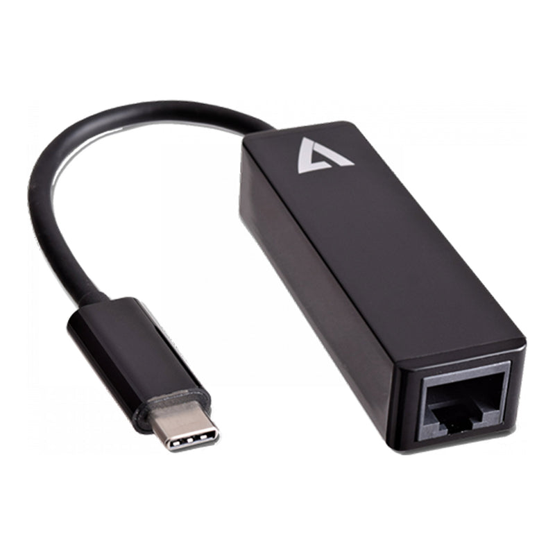 V7 V7UCRJ45-BLK-1E Black USB-C Male to RJ45 Female Gigabit Ethernet Adapter