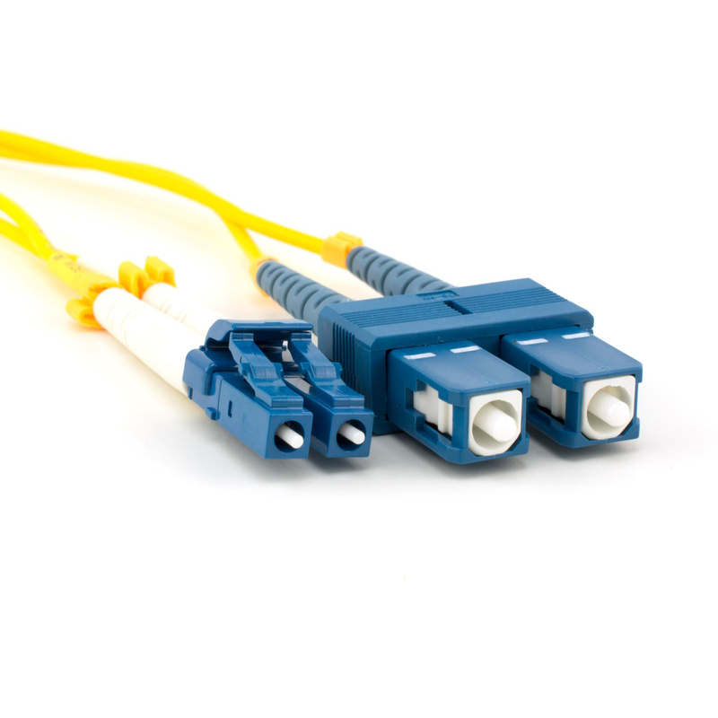 LC to SC 20M, Single Mode Fiber Optic Patch Cable, Duplex, OM2, PVC (OFNR), 2.0MM, Yellow