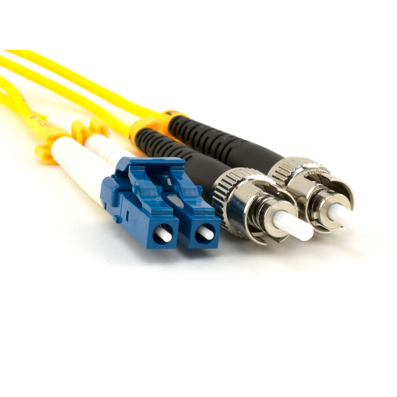 LC to ST 5M, Single Mode Fiber Optic Patch Cable, Duplex, OM2, PVC (OFNR), 2.0MM, Yellow