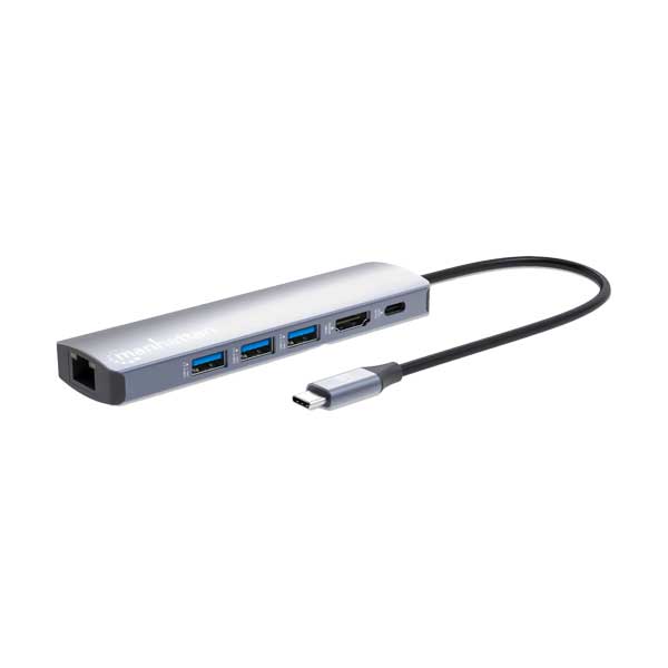 Manhattan 6-in-1 USB-C 4K PD (100W) Docking Station with Gigabit RJ45 Port | 153959
