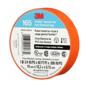 3M Temflex 165 Vinyl Electrical Tape | 3/4 in x 60 ft | 6 mil | Orange | 165OR4A