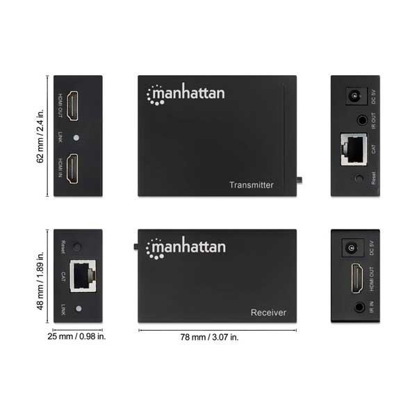 Manhattan 1080p HDMI over Ethernet Extender Kit | 50m | 207584