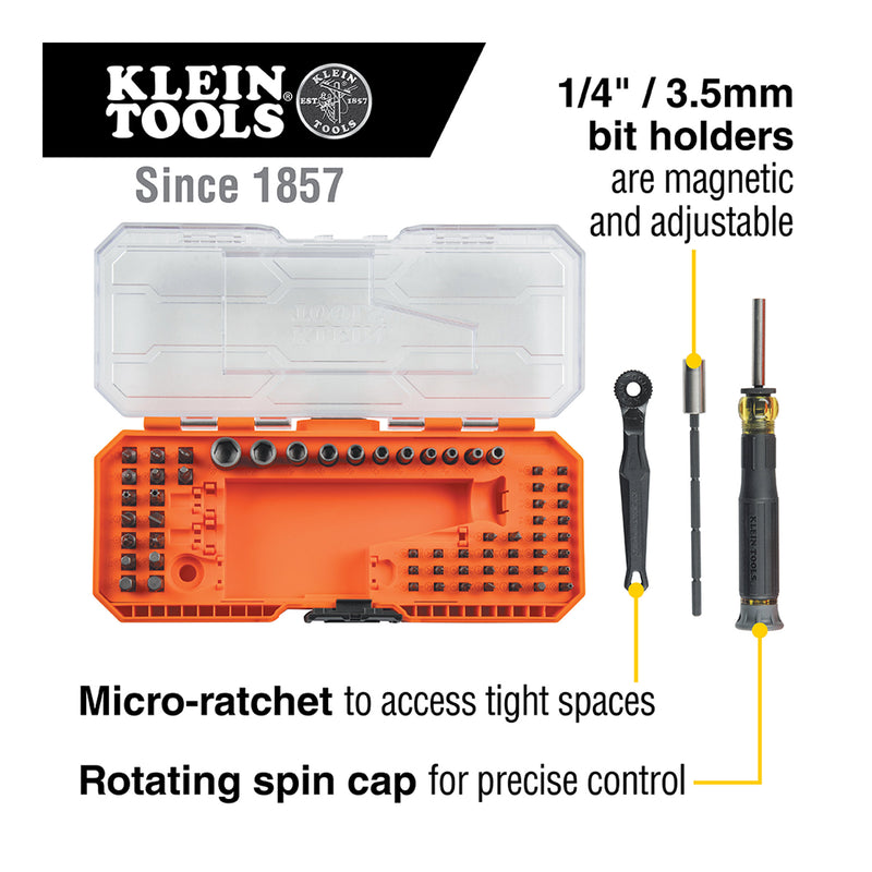 Klein Tools 32787 64-Piece Precision Ratchet and Driver System