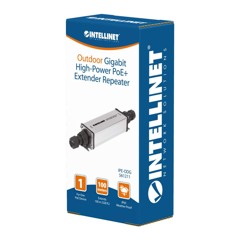 Intellinet 561211 Outdoor Gigabit High-Power PoE+ Extender Repeater