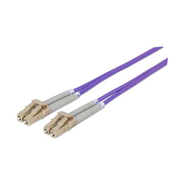Intellinet LC to LC OM4 UPC Duplex Fiber Optic Patch Cable | Violet | 1 Meter | 750875