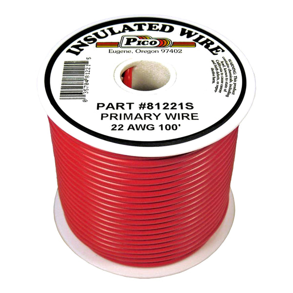 PICO PICO Wiring 81221S 22 AWG Single Conductor PVC Jacket Copper Stranded Primary Electrical Wire Spool - 100ft - Red Default Title
