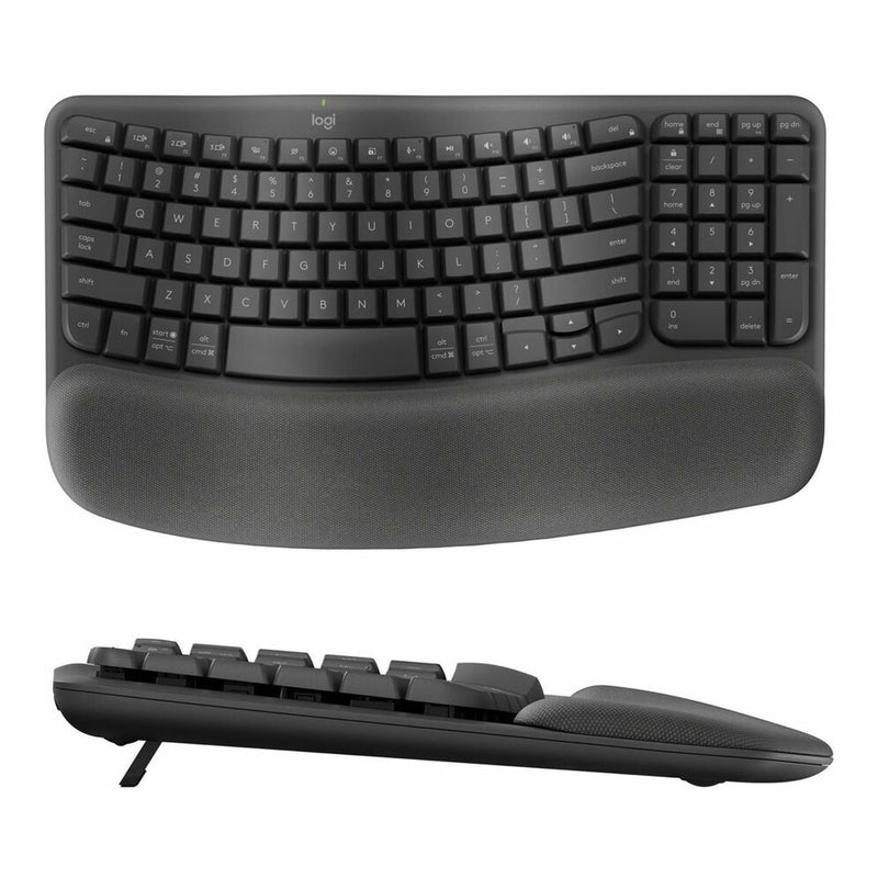 Logitech 920-012059 Wave Keys MK670 USB Wireless Bluetooth Ergonomic Keyboard & Mouse Combo - Graphite