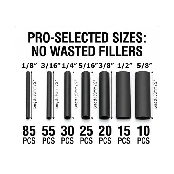 3:1 Marine Grade Adhesive Dual Wall Heat Shrink Tubing Kit | Black | 240-Piece | ALE-DWT-240