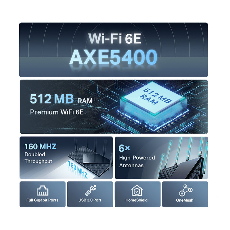 Archer AXE5400, AXE5400 Tri-Band 6-Stream Wi-Fi 6E Router
