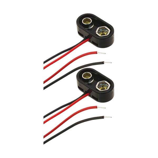 Philmore LKG 9V T-Shaped Snap Molded Plastic Battery Cover with 6in Leads | 2-Pack | BH129