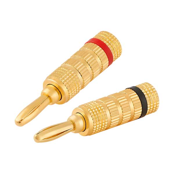 Banana Plugs | Screw-Type | No-Solder | 12 to 18 AWG | 24K Gold Plated | 1-Pair | BPRDBK1PR