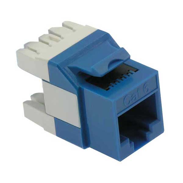 SR Components CAT6 Rated 180-Degree 8-Position RJ‐45 110-Type Keystone Jack - Blue 100-Pack
