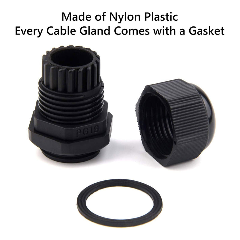 Altex Preferred MFG 50-Piece 3mm~16mm Waterproof Adjustable Cable Gland Connectors with Gaskets - Black