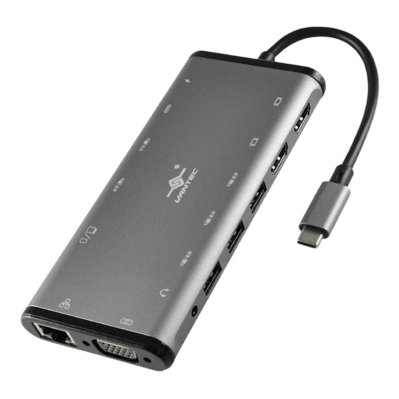 Vantec CB-CU305MDSH Link USB-C Multi-Function 14-in-1 Adapter with 100W Power Delivery