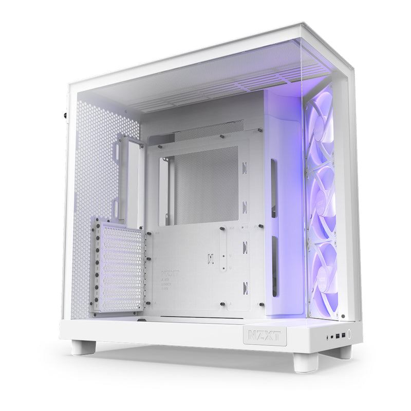 NZXT CC-H61FW-R1 H6 Flow RGB Mid-Tower Dual-Chamber Airflow ATX Case - White