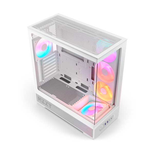 NZXT S5 RGB Deluxe Solid Steel Mid-Tower ATX Case with 5 RGB Fans Pre-Installed | White | CC-S51FW-D1
