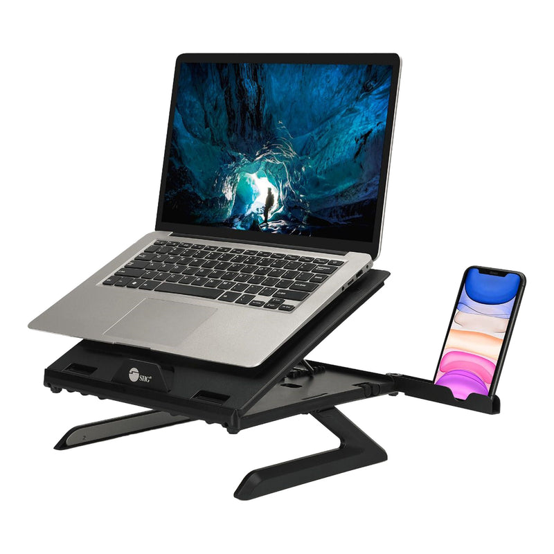 SIIG CE-MT3911-S1 Adjustable Foldable Riser Stand Holder for up to 17" Laptop & Smart Phone Tilt Adjustment