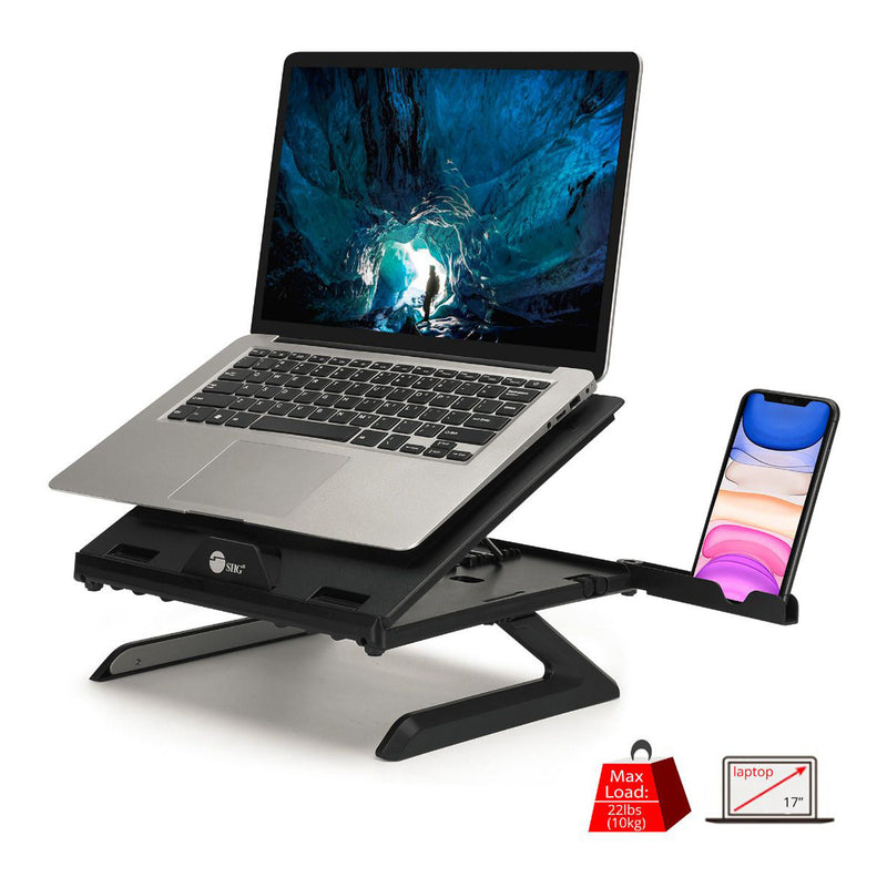 SIIG CE-MT3911-S1 Adjustable Foldable Riser Stand Holder for up to 17" Laptop & Smart Phone Tilt Adjustment