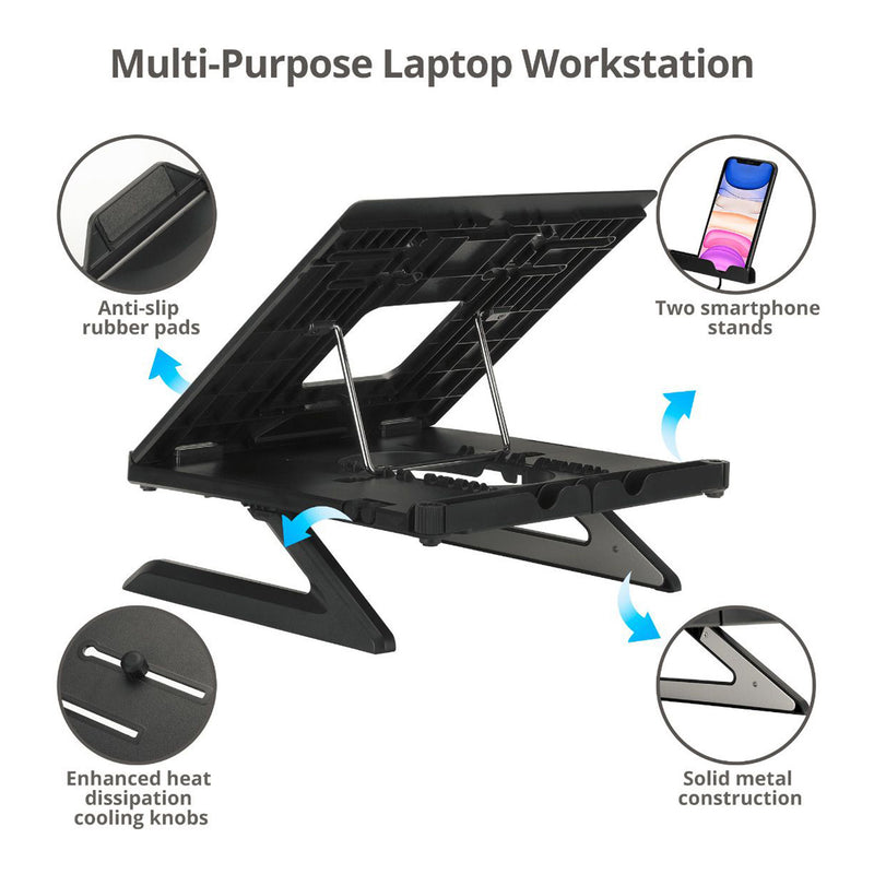 SIIG CE-MT3911-S1 Adjustable Foldable Riser Stand Holder for up to 17" Laptop & Smart Phone Tilt Adjustment