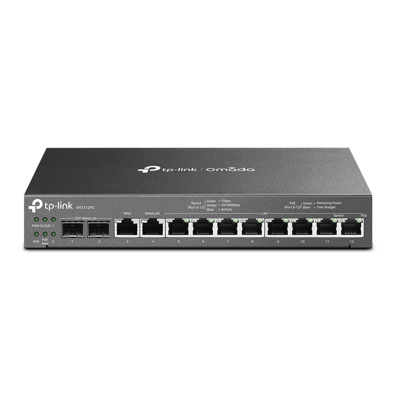 TP-Link ER7212PC Omada PoE Switch & Controller 3-in-1 Gigabit VPN Router - 10-Port