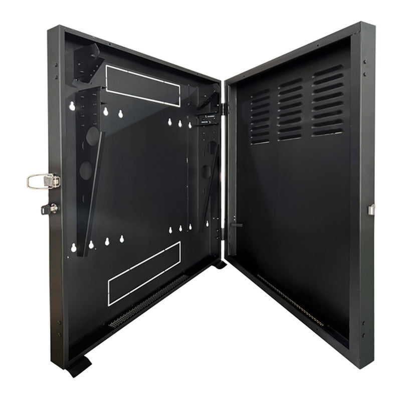 VMP ERVWC-2U20 2U Vertical Equipment Wall Cabinet with Locking Hinged Body - Black