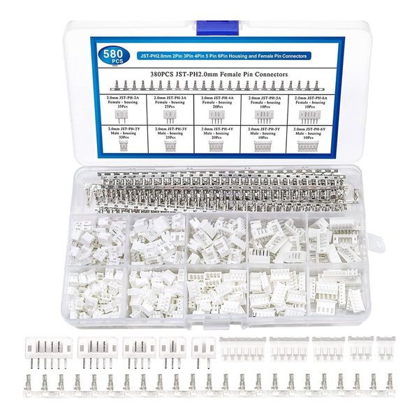 Altex Preferred MFG Altex Preferred MFG 580-Piece JST PH 2.0mm Connector Kit - 2/3/4/5/6 Pin Housing and Female Pin Connectors Default Title
