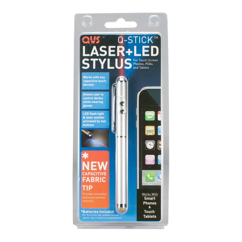 QVS IS4-SV Premium 3-in-1 Laser Pointer & LED Flashlight with Stylus for Tablets & Smartphones