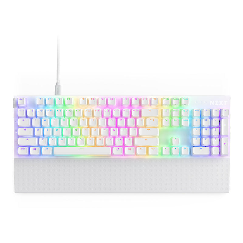 NZXT KB-001NW-US Function 2 Full-Size Mechanical Per-Key RGB Optical Gaming Keyboard - Matte White