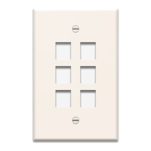 Signamax Signamax KWP-6I-NL 6-Port Single Gang Flush Mount Keystone Wallplate - Ivory Default Title
