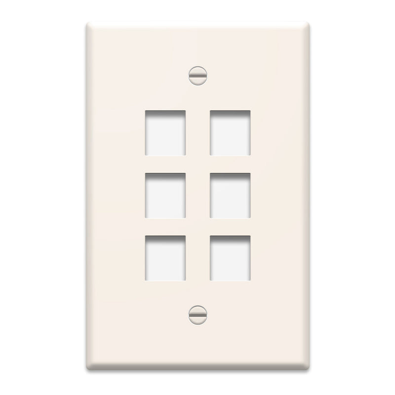 Signamax KWP-6I-NL 6-Port Single Gang Wall Plate - Ivory