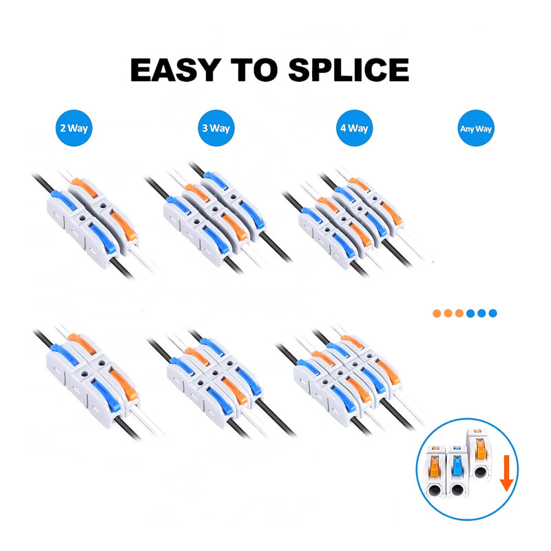 Altex Preferred MFG 60-Piece 28~12AWG 1-In/Out Lever Wire Connectors Quick Connect Electrical Splicing Kit for Compact Inline Terminals