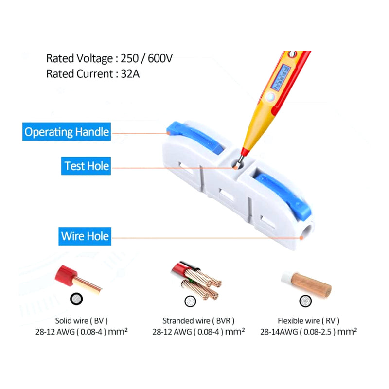 Altex Preferred MFG 60-Piece 28~12AWG 1-In/Out Lever Wire Connectors Quick Connect Electrical Splicing Kit for Compact Inline Terminals