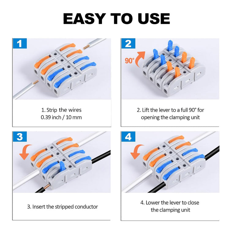 Altex Preferred MFG 60-Piece 28~12AWG 1-In/Out Lever Wire Connectors Quick Connect Electrical Splicing Kit for Compact Inline Terminals