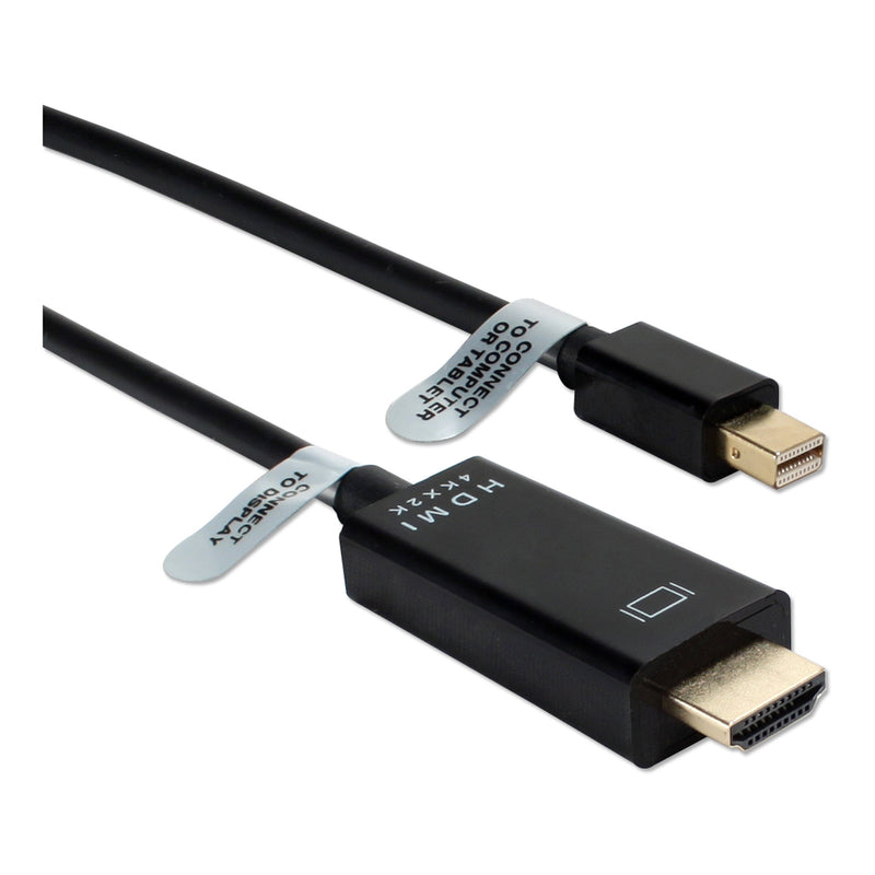 QVS MDPH-15BK 15ft Mini DisplayPort/Thunderbolt to HDMI 4K Conversion Video Black Cable