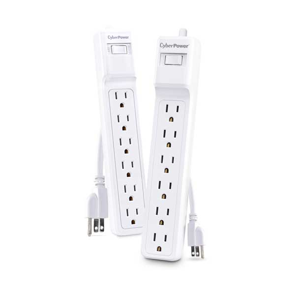 CyberPower 6-Outlet 500J Surge Protector Strip | 2-Pack | MP1073SS