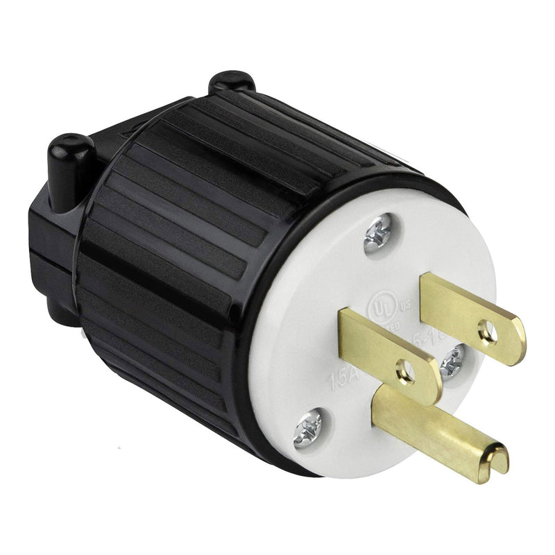 Altex Preferred MFG HD Industrial-Grade 3-Wire 2-Pole 15A 125V 60Hz NEMA 5-15P Male Straight Blade Connector Plug with Grounding