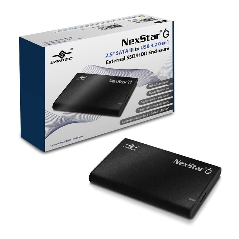 Vantec NST-268S3-BK 2.5” SATA III to USB 3.2 Gen1 External SSD/HDD Enclosure - Black