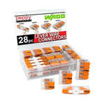 WAGO 221 Lever Nuts 28-Piece Compact Splicing Wire Connector Assortment Kit with Storage Case | P221-28