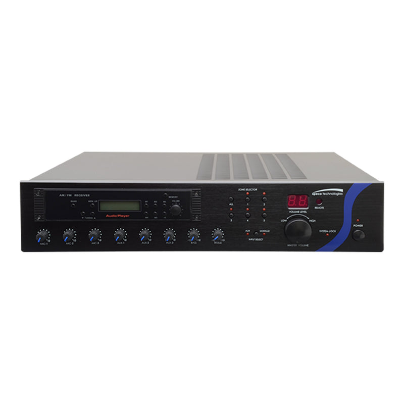 Speco Technologies PBM120AT 120W PA Mixer Amplifier with AM/FM Tuner - Black