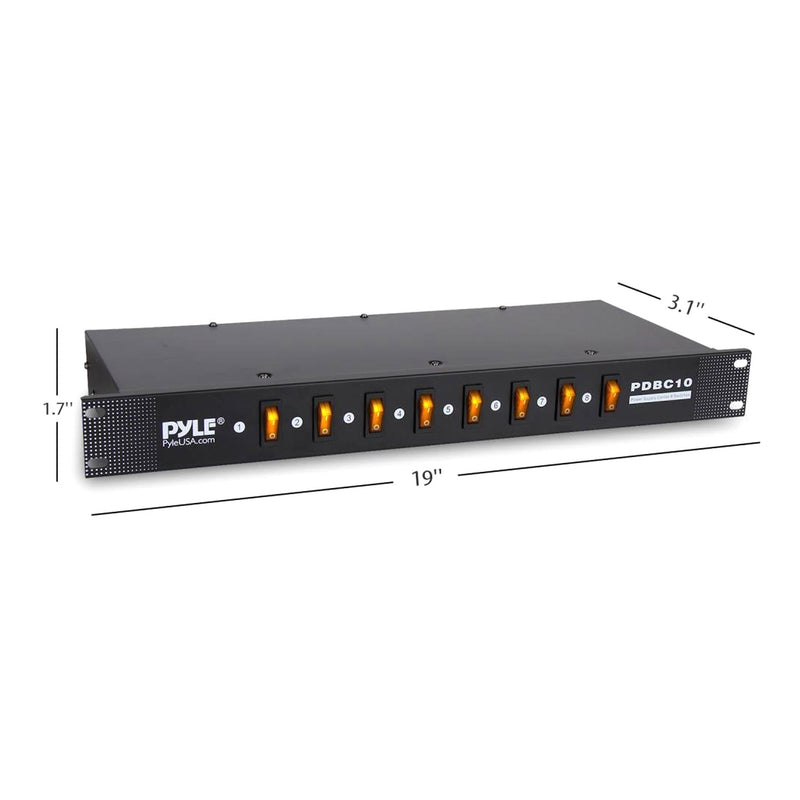 Pyle-Pro PDBC10 8-Outlet Rack Mount Power Supply Center with Each Outlet Switch