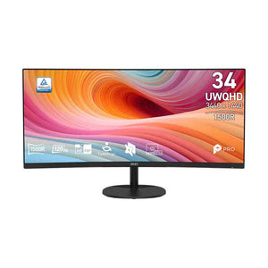 MSI 34" UWQHD 120Hz 21:9 1500R Business Productivity & Gaming Curved Monitor | PRO MP341CQ E12
