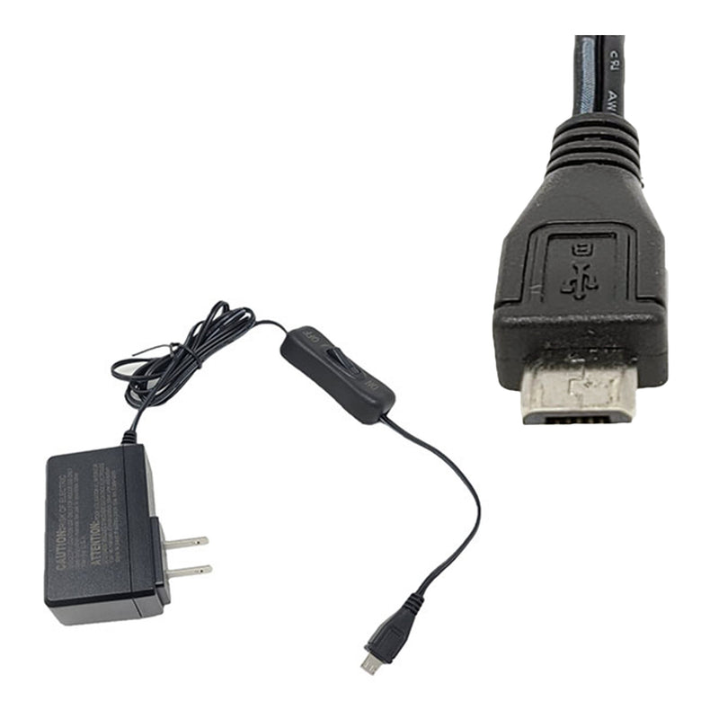 Micro Connectors RAS-PWR03-PI 5V 2.5A AC/DC Class II Power Adapter with On/Off Switch for Raspberry Pi