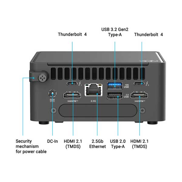 ASUS NUC 15 Pro Barebone Mini PC Kit | Intel Core Ultra 5 225H | RNUC15CRHU50000U