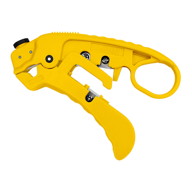 Simply45 S45-SO1YL Adjustable LAN Cable Stripper for Shielded & Unshielded Cat7a/6a/6/5e – Yellow