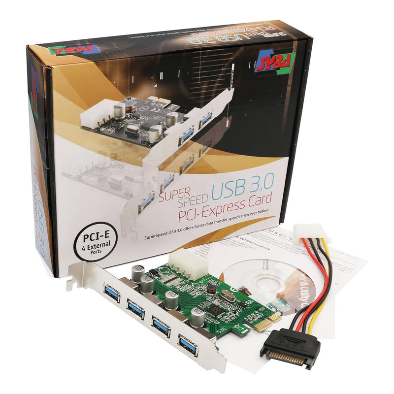 SYBA SD-PEX20133 4-Port USB 3.0 PCI-e x1 USB Controller Card