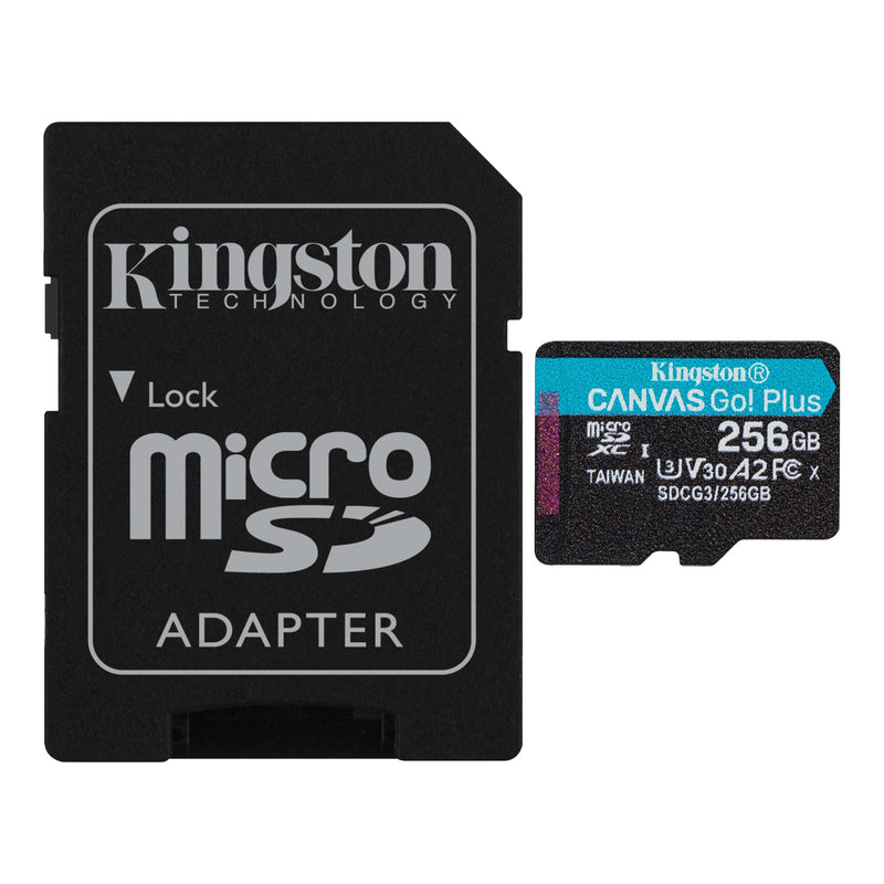 Kingston SDCG3/256GB 256GB Class 10/UHS-I (U3) Canvas Go Plus microSDXC Card with Adapter