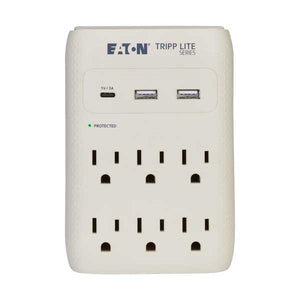 Tripp Lite Protect It! Surge Protector | 6-Outlet | USB-C / USB-A Ports | 1080 Joules | Gray | SK60C