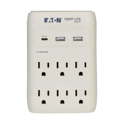 Tripp Lite Protect It! Surge Protector | 6-Outlet | USB-C / USB-A Ports | 1080 Joules | Gray | SK60C
