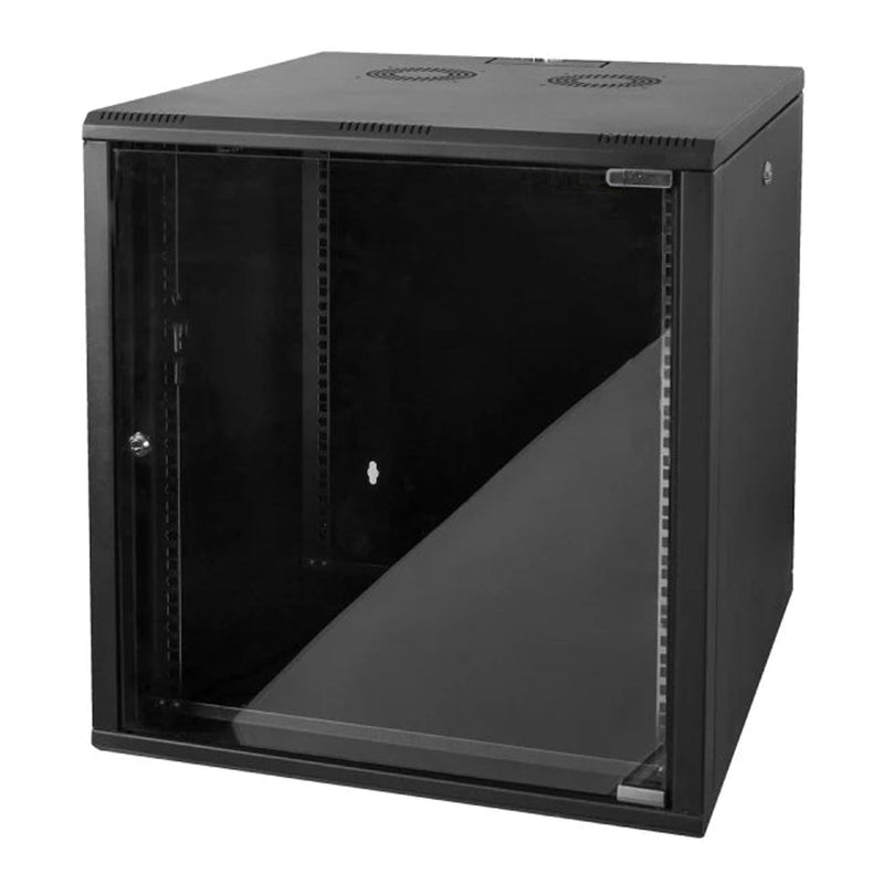 SERRACK STV-E-12U60 12U 19" Wall Mount Server Rack Cabinet with Locking Tempered Glass Panel - Black