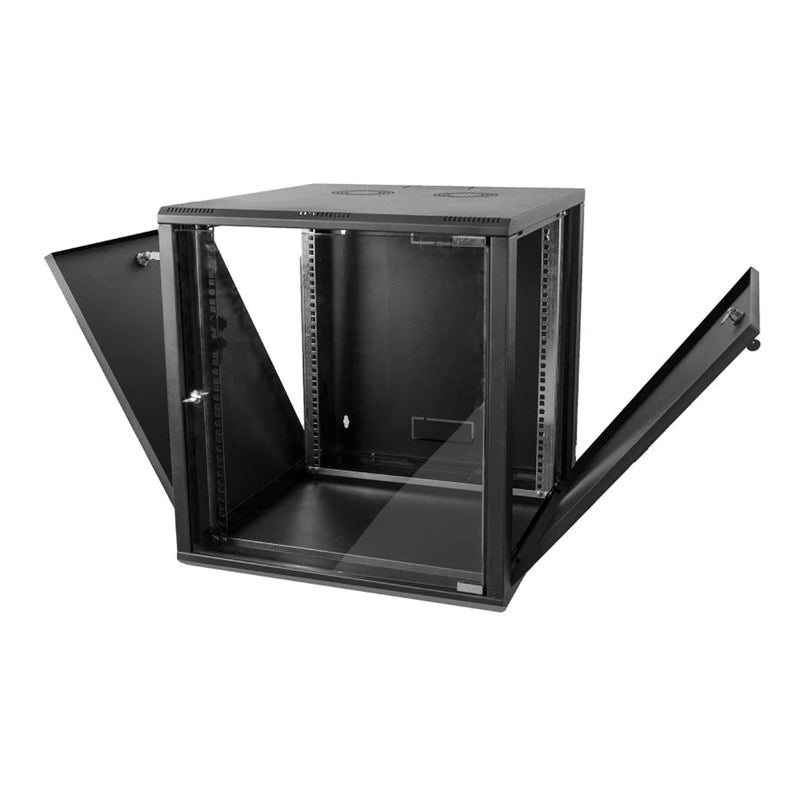 SERRACK STV-E-12U60 12U 19" Wall Mount Server Rack Cabinet with Locking Tempered Glass Panel - Black
